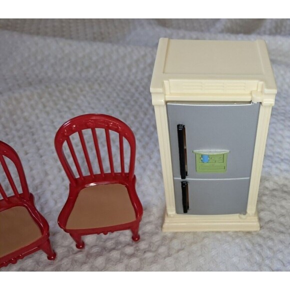 Vintage Fisher Price My Loving Family Dollhouse Chairs Stove Refrigerator Lot - Picture 4 of 16